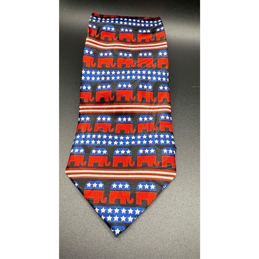 Steven Harris Republican Party Novelty Tie Elephant Red/White/Blue